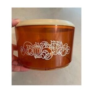 Sterilite Amber Plastic Canister Vintage White Vegetable Graphic Kitchen 1970's